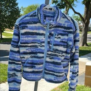 Athleta Girl Blue and White Fleece Jacket